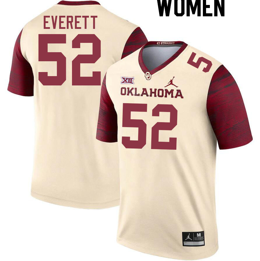 Women #52 Troy Everett Oklahoma Sooners College Football Jerseys Stitched Sale-Cream